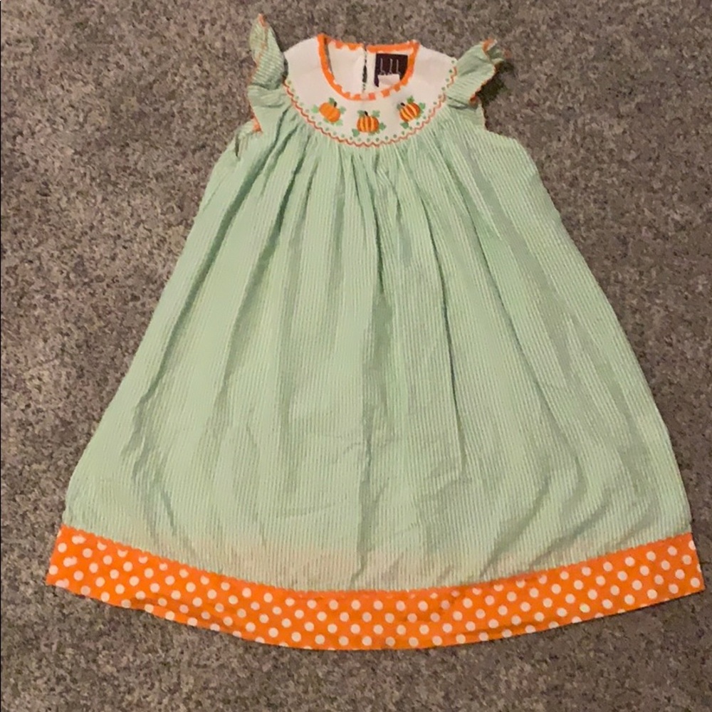 Seersucker Smocked Pumpkin Dress